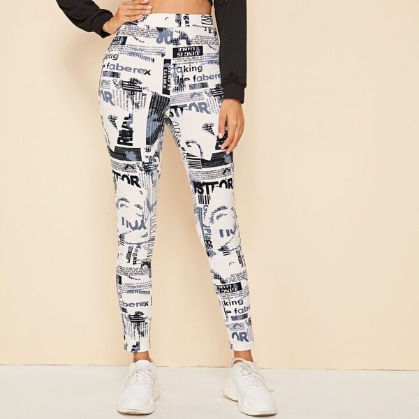 

High Waist Slogan Print Leggings