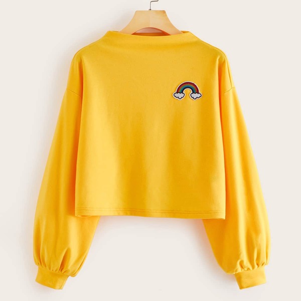 

Rainbow Graphic Bishop Sleeve Sweatshirt, Yellow