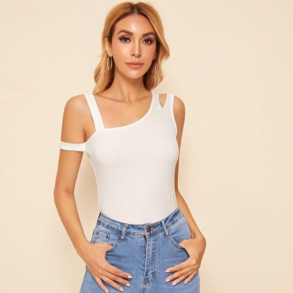 

Solid Asymmetrical Neck Top