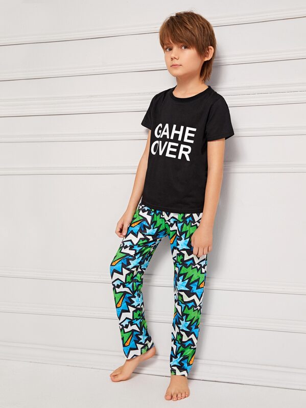 

Boys Geo & Letter Print Pajama Set, Multicolor, Bogdan