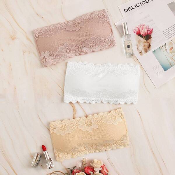 

Floral Lace Bandeau Bra Set 3pack