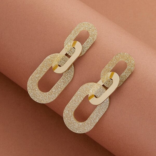 

Glitter Acrylic Chain Link Earrings, Gold