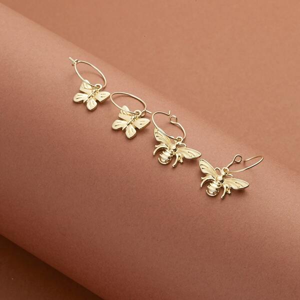 

Set Of Two Butterfly Mini Hoop Earrings