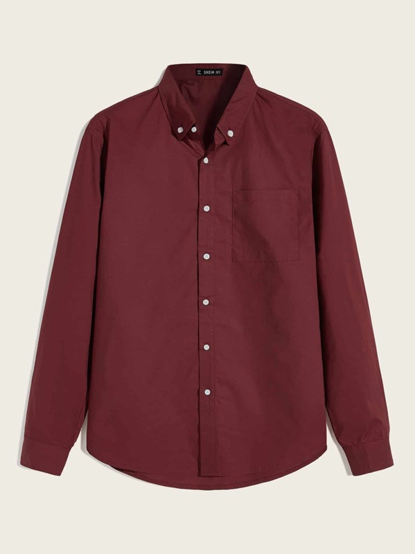 

Men Single Pocket Button Down Shirt, Burgundy