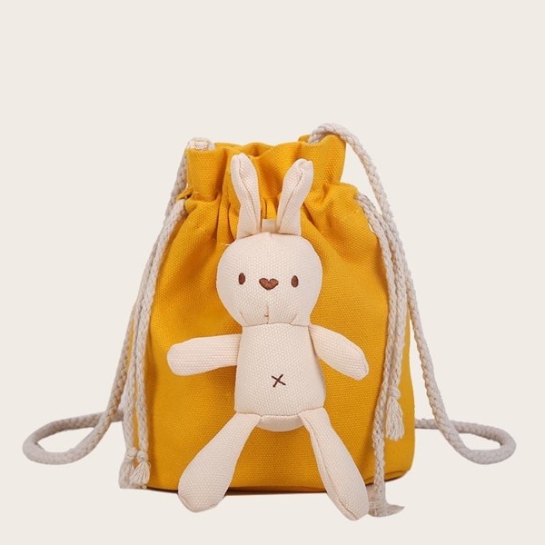 

Girls Rabbit Decor Backpack With Drawstring