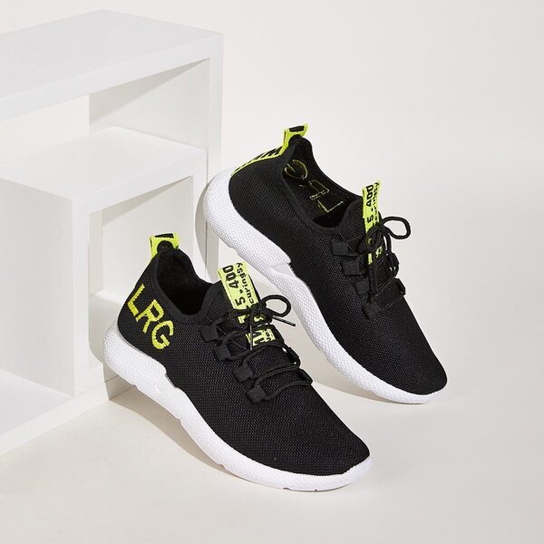 

Men Letter Embroidered Lace-up Front Trainers