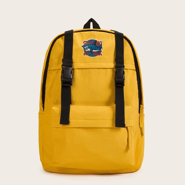 

Shark Print Double Release Buckle Backpack