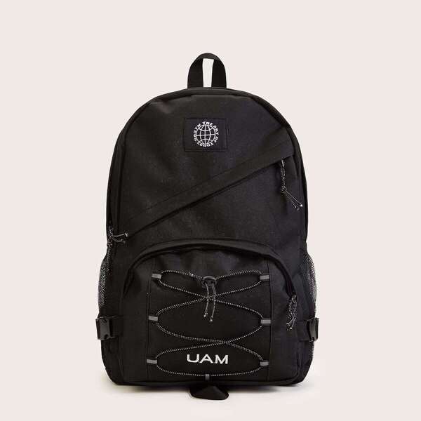 

Letter Embroidered Detail Oxford Backpack