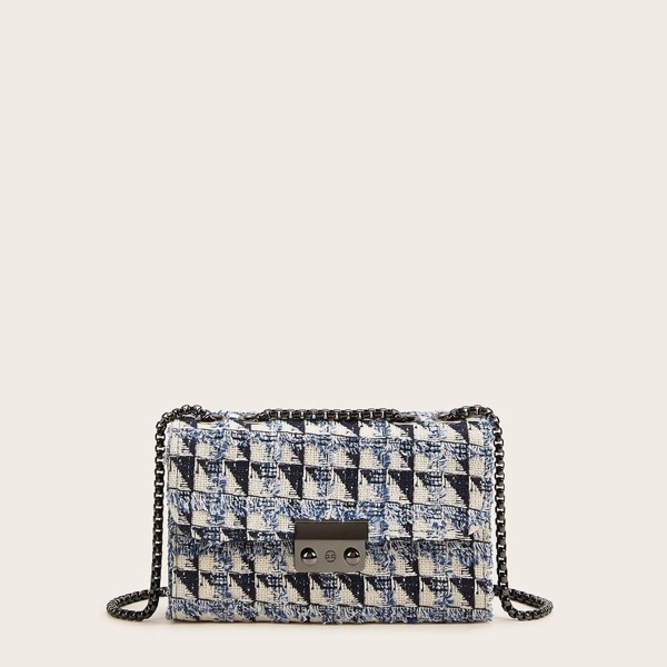 

Push Lock Chain Crossbody Bag, Multicolor