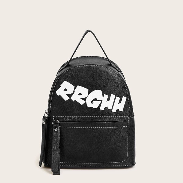 

Letter Print Pocket Front Backpack