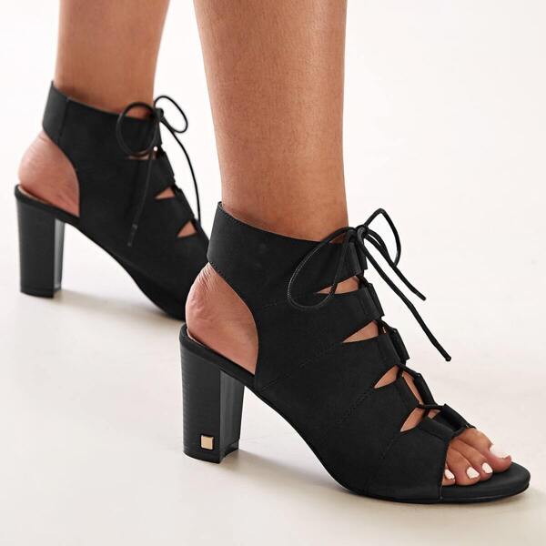 

Lace-up Front Chunky Heels