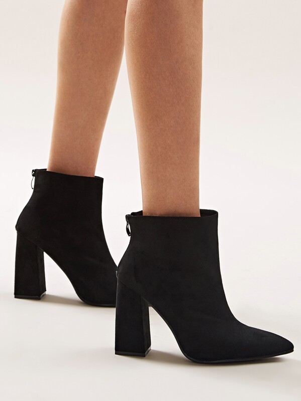 

Zip Back Chunky Heeled Boots, Black