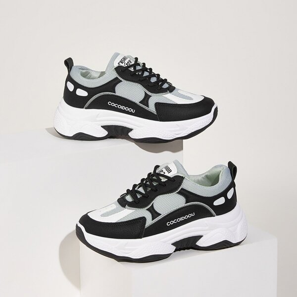 

Lace-up Front Mesh Panel Chunky Sneakers