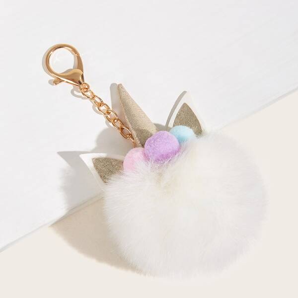 

Pom-pom Charm Bag Accessory, White