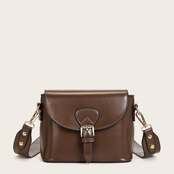 

Buckle Detail Flap Crossbody Bag, Brown