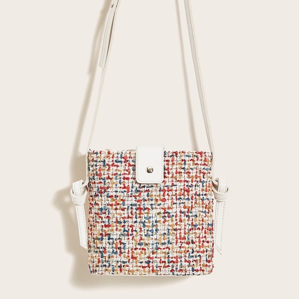 

Color-block Tweed Crossbody Bag