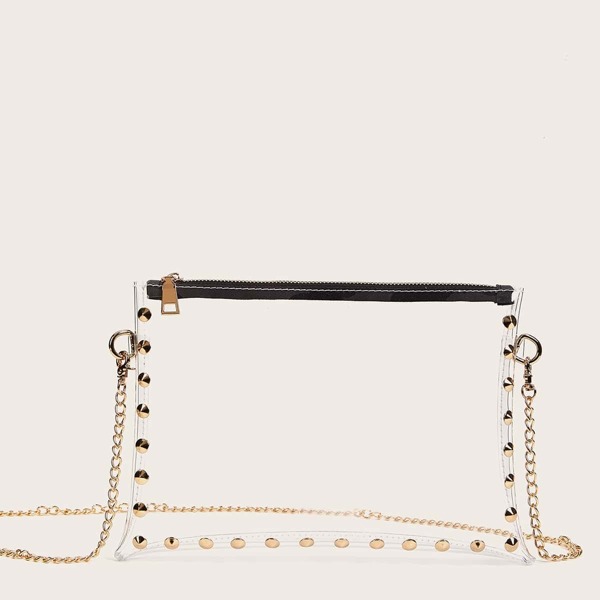 

Studded Decor Clear Crossbody Bag