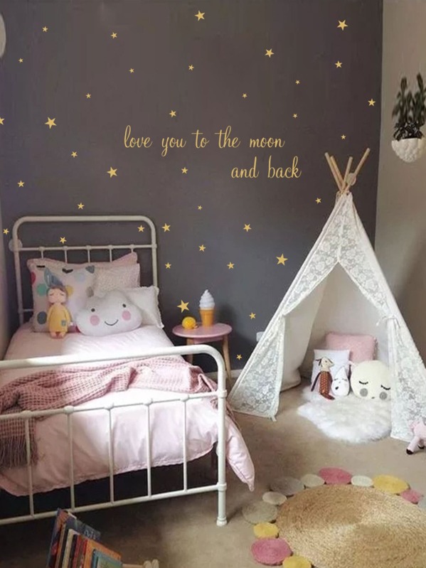 

Slogan & Star Print Wall Sticker