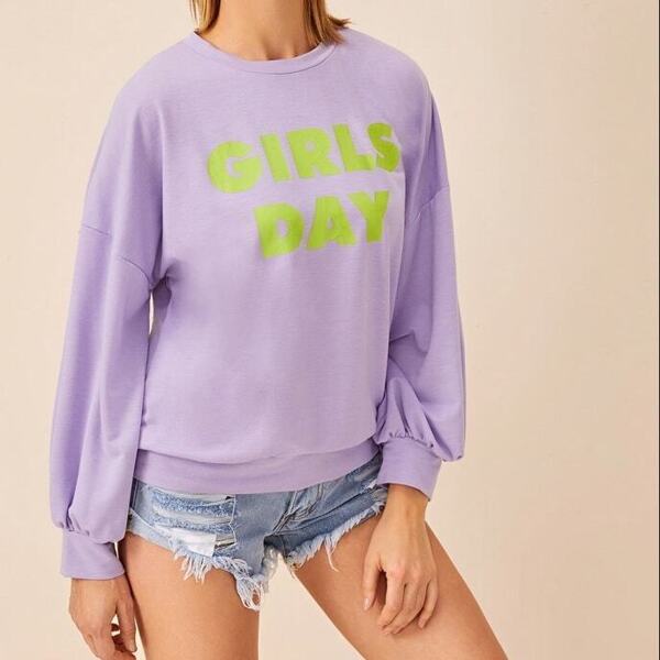 

Letter Print Drop Shoulder Sweatshirt