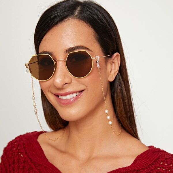 

Faux Pearl Decor Glasses Chain, Gold