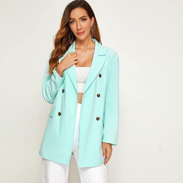 

Notch Collar Double Breasted Flap Detail Blazer