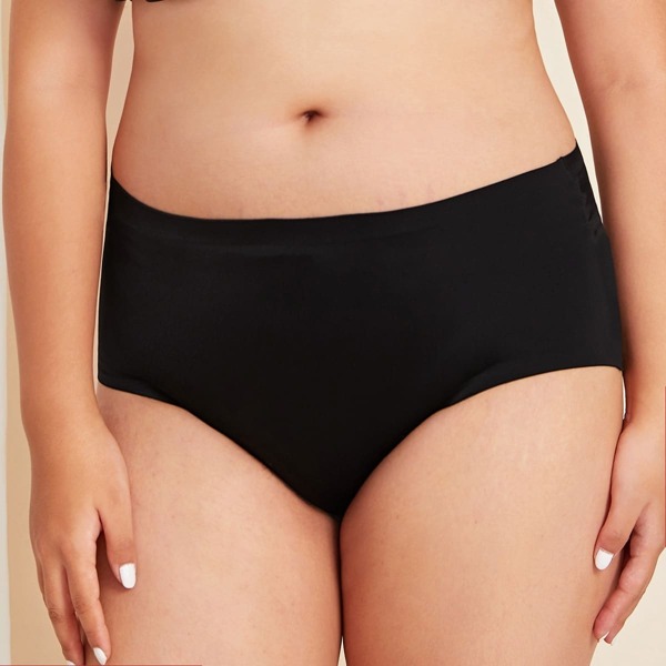 

Plus Solid Ruched Panty, Black