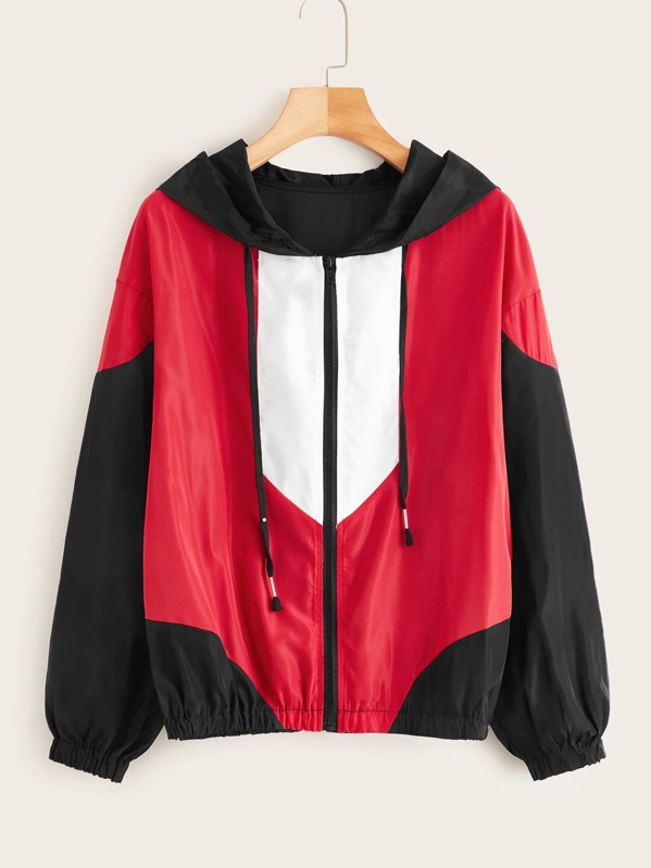 

Cut And Sew Zip Up Windbreaker Jacket, Multicolor