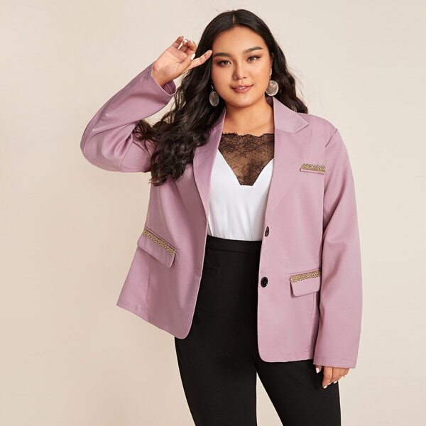 

Plus Single Breasted Lapel Collar Blazer, Pink