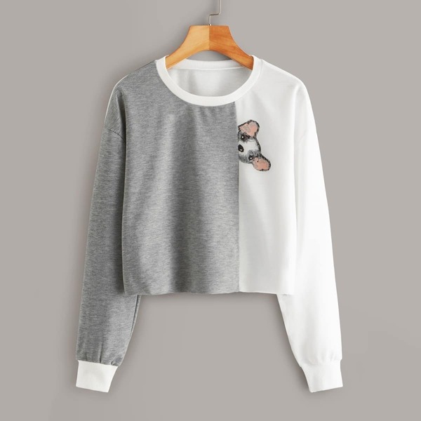 

Two Tone Animal Print Sweatshirt