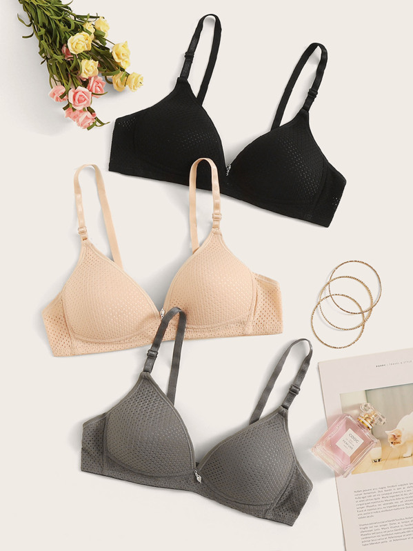 

Adjustable Strap Bra Set 3pack, Multicolor