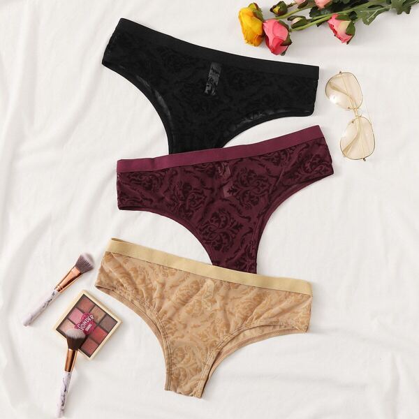 

Damask Print Panty Set 3pack, Multicolor