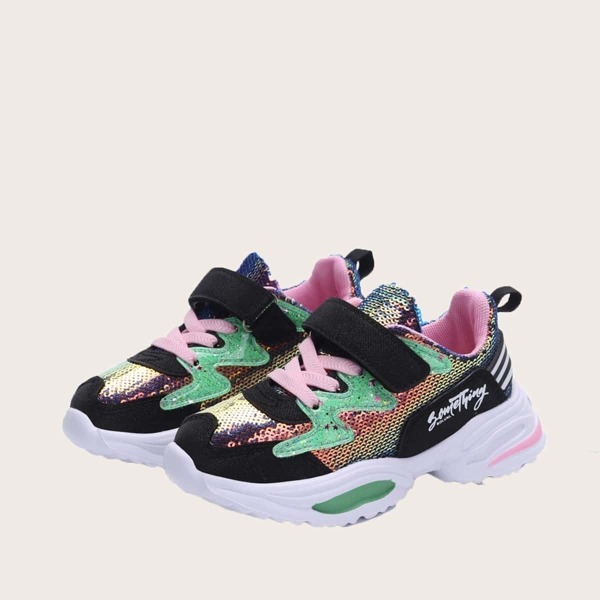 

Toddler Girls Contrast Sequins Decor Chunky Sneakers