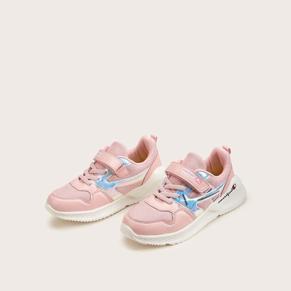 

Toddler Girls Holographic Panel Velcro Strap Chunky Sneakers, Pink