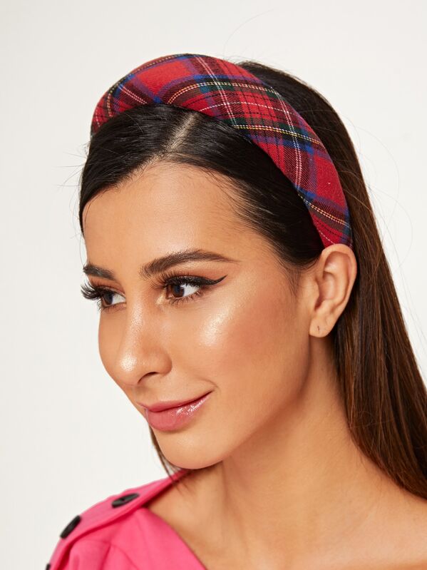 

Plaid Pattern Padded Headband, Multicolor