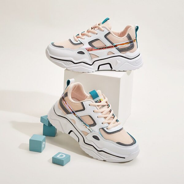 

Lace-up Front Mesh Panel Chunky Sneakers