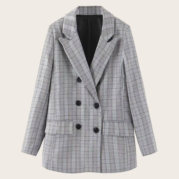 

Glen Plaid Lapel Double Breasted Blazer