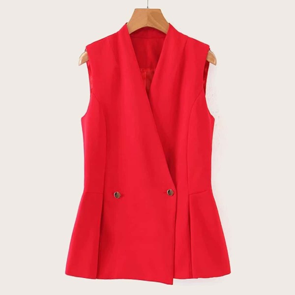 

Solid Double Button Vest Blazer
