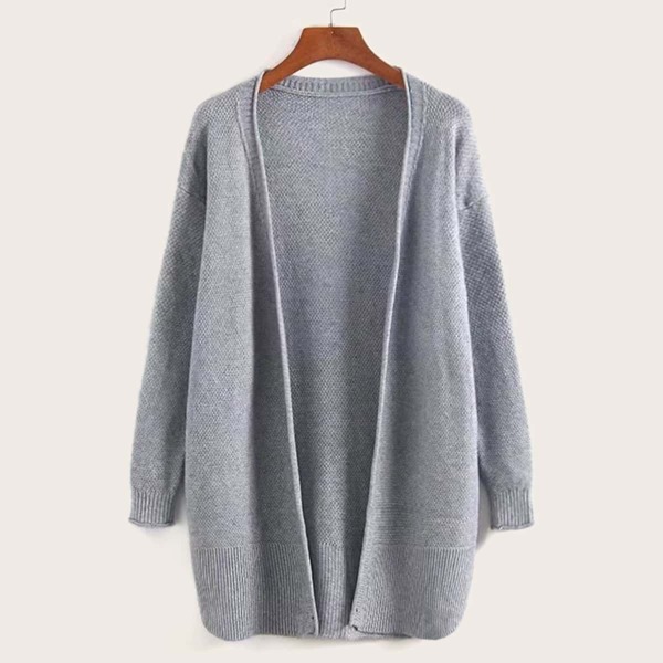

Solid Drop Shoulder Longline Cardigan