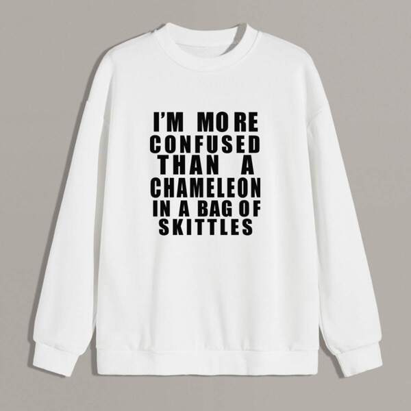 

Men Slogan Print Round Neck Sweatshirt, White