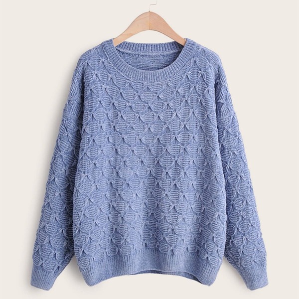 

Texture Knitted Drop Shoulder Jumper, Blue