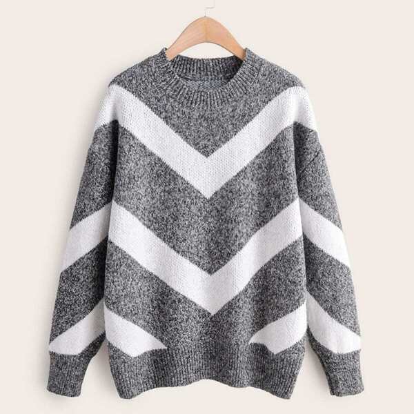 

Space Dye Chevron Drop Shoulder Sweater