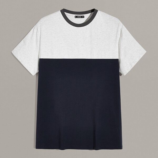 

Men Contrast Neck Colorblock Tee