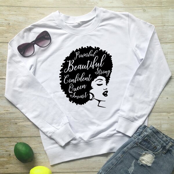 

Letter And Figure Print Sweatshirt, White
