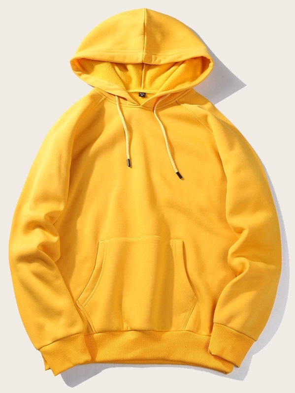 

Men Drawstring Detail Solid Hoodie, Yellow