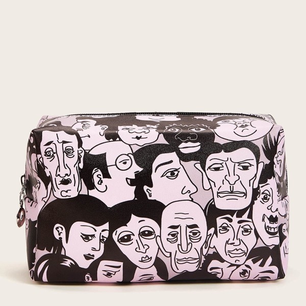 

Figure Pattern Makeup Bag, Black
