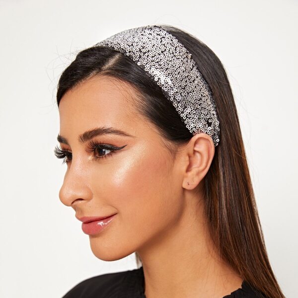 

Wide Sequin Headband, Silver