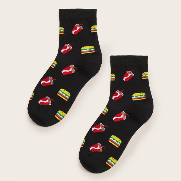 

Cola & Burger Pattern Socks 1pair