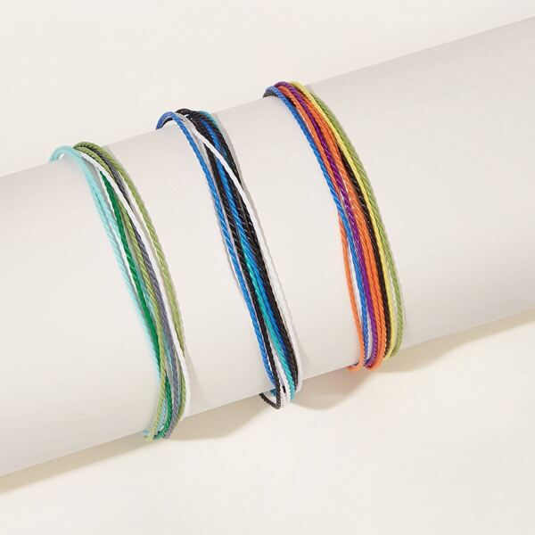 

Colorful String Bracelet 3pcs, Multicolor