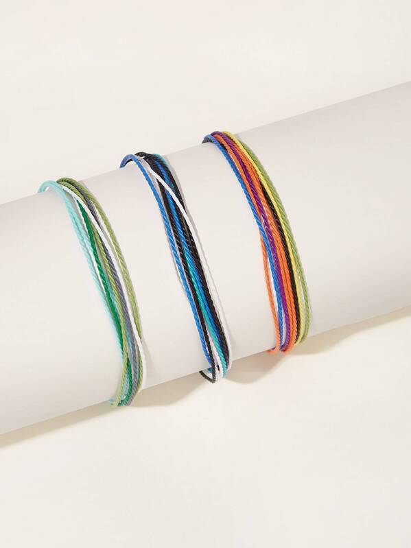 

Colorful String Bracelet 3pcs, Multicolor