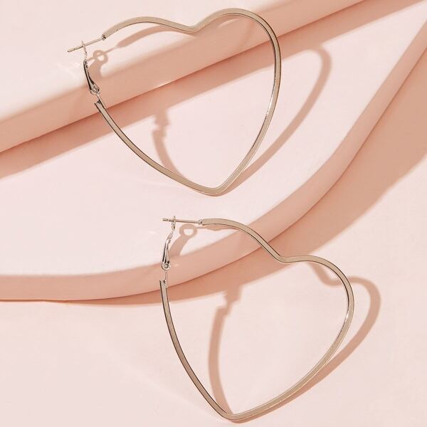 

Heart Hoop Earrings 1pair, Silver
